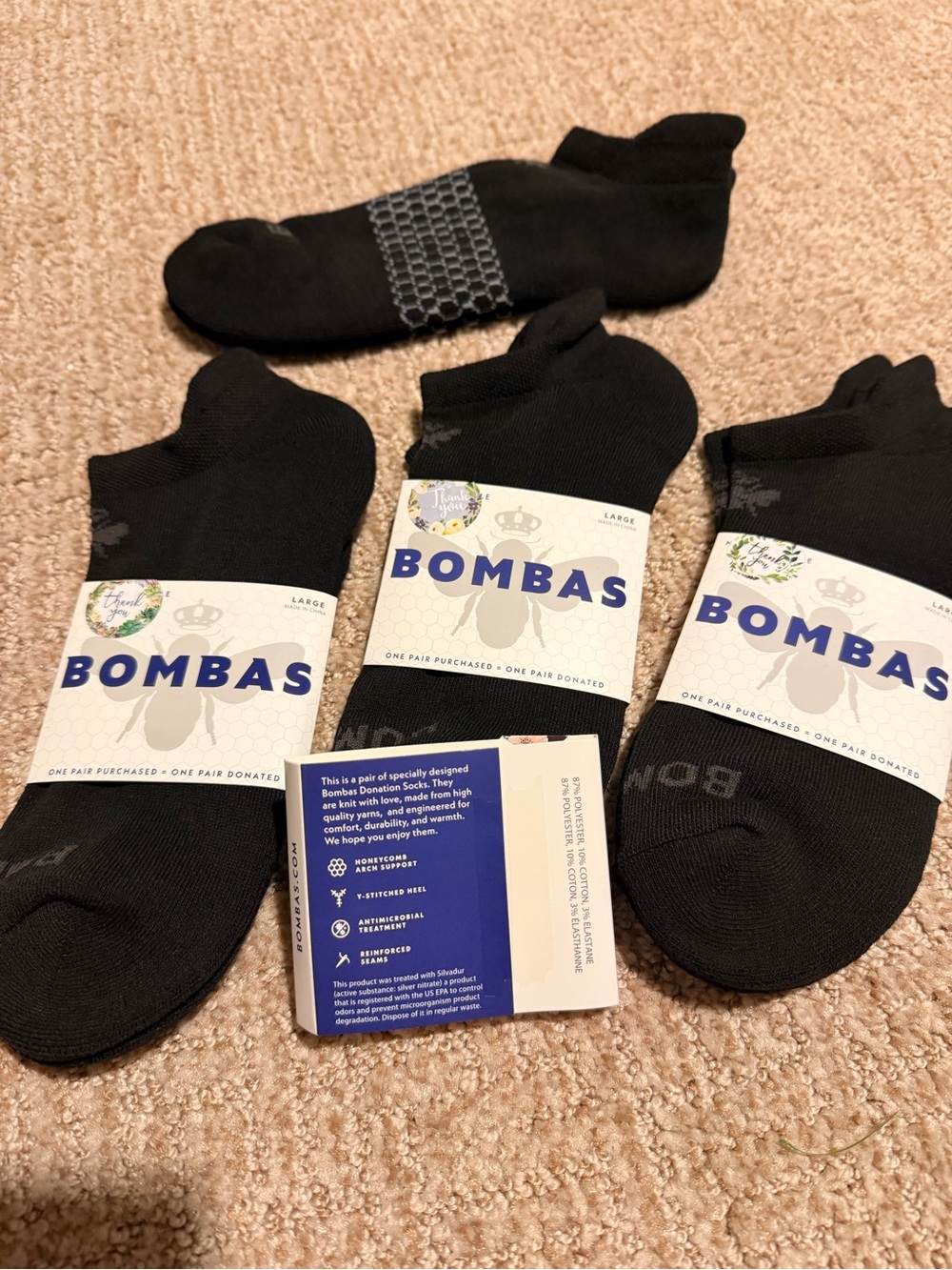 Bombas Men's Black Low-Cut Sock - 4 Pack